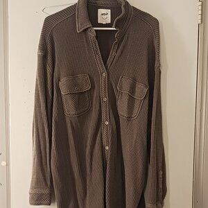 Aerie Lumberjane Waffle Knit Button-down Shirt
